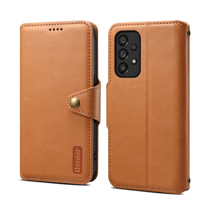 For Samsung Galaxy A53 5G Denior Cowhide Texture Wallet Style Leather Phone Case(Khaki)