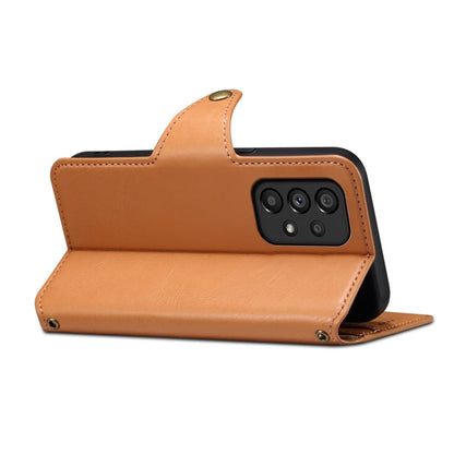 For Samsung Galaxy A53 5G Denior Cowhide Texture Wallet Style Leather Phone Case(Khaki)