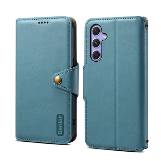 Pour Samsung Galaxy A54 5G Étui de téléphone en cuir de style portefeuille texturé en peau de vache Denior (bleu)