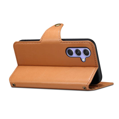 For Samsung Galaxy A54 5G Denior Cowhide Texture Wallet Style Leather Phone Case(Khaki)