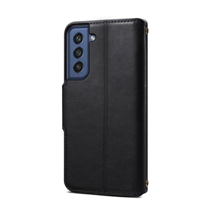For Samsung Galaxy S21 FE 5G Denior Cowhide Texture Wallet Style Leather Phone Case(Black)