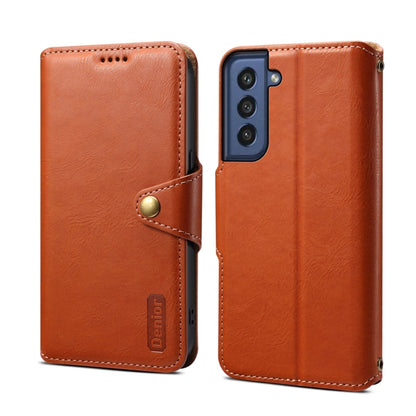 Pour Samsung Galaxy S21 FE 5G Étui de téléphone en cuir de style portefeuille texturé en peau de vache Denior (marron)