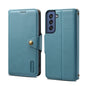 Pour Samsung Galaxy S21 FE 5G Denior Coque de téléphone en cuir de style portefeuille avec texture en peau de vache (bleu)