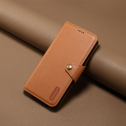 For Samsung Galaxy S21 FE 5G Denior Cowhide Texture Wallet Style Leather Phone Case(Khaki)