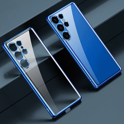 Pour Samsung Galaxy S24 Ultra 5G SULADA Coque de téléphone transparente en TPU avec galvanoplastie (Bleu)
