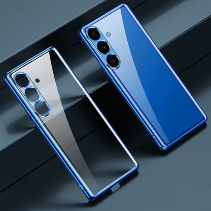 For Samsung Galaxy S25 5G SULADA Electroplating TPU Transparent Phone Case(Blue)