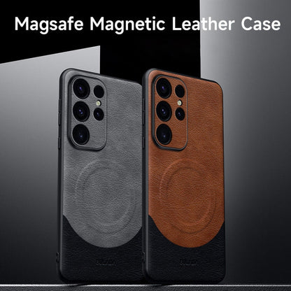 For Samsung Galaxy S24 Ultra 5G SULADA Stitching Leather MagSafe Magnetic Phone Case(Sapphire Blue)