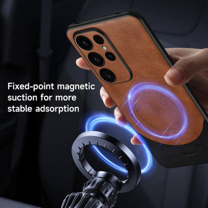 For Samsung Galaxy S24 Ultra 5G SULADA Stitching Leather MagSafe Magnetic Phone Case(Sapphire Blue)