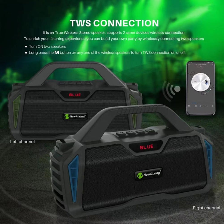 NewRixing NR6011 20W Portable Wireless Bluetooth Speaker TWS Subwoofer(Blue)