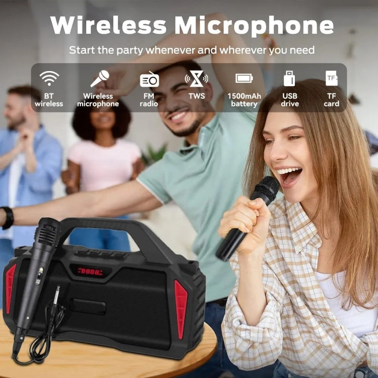 NewRixing NR6011 20W Portable Wireless Bluetooth Speaker TWS Subwoofer(Black)