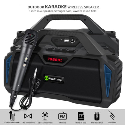 NewRixing NR6011 20W Portable Wireless Bluetooth Speaker TWS Subwoofer(Black)