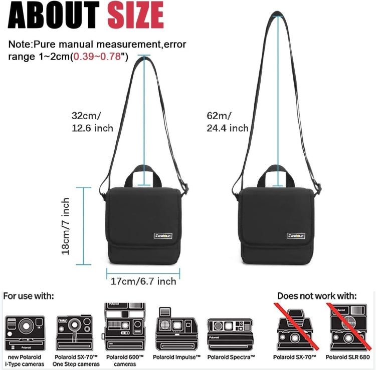 Sac photo bandoulière Cwatcun D52, taille : 17 x 18 x 11 cm (noir)
