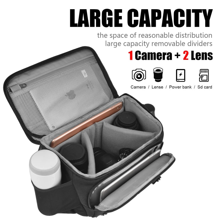 Cwatcun D67 Crossbody Camera Bag Photography Lens Shoulder Bag, Size:25.5 x 16 x 17cm M(Black)