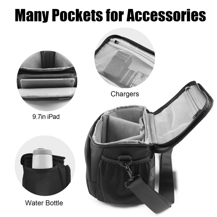 Cwatcun D67 Crossbody Camera Bag Photography Lens Shoulder Bag, Size:25.5 x 16 x 17cm M(Black)