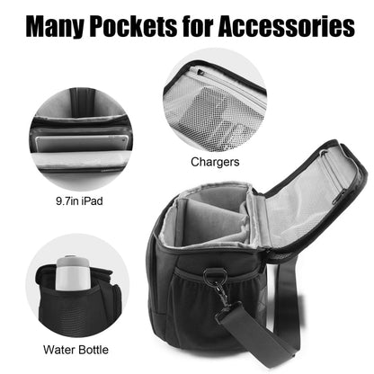 Cwatcun D67 Crossbody Camera Bag Photography Lens Shoulder Bag, Size:25.5 x 16 x 17cm M(Black)