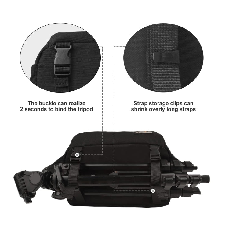 Cwatcun D67 Crossbody Camera Bag Photography Lens Shoulder Bag, Size:25.5 x 16 x 17cm M(Black)