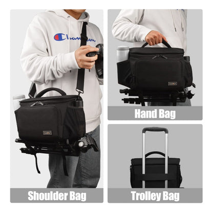 Cwatcun D67 Crossbody Camera Bag Photography Lens Shoulder Bag, Size:30.5 x 16.5 x 20cm L(Black)