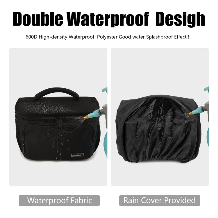Cwatcun D67 Crossbody Camera Bag Photography Lens Shoulder Bag, Size:30.5 x 16.5 x 20cm L(Black)