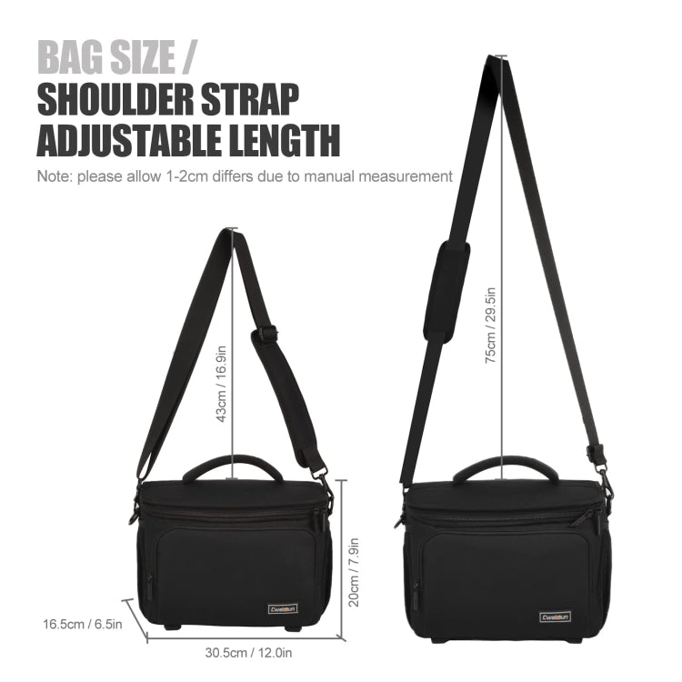 Cwatcun D67 Crossbody Camera Bag Photography Lens Shoulder Bag, Size:25.5 x 16 x 17cm M(Black)