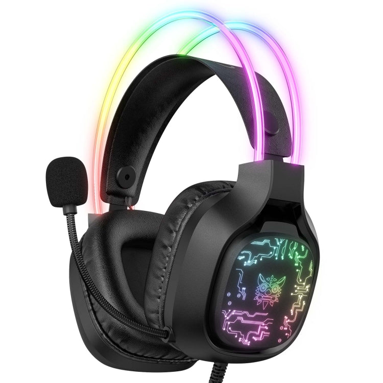 Casque de jeu filaire ONIKUMA X22 USB + 3,5 mm avec micro et lumière colorée, longueur de câble : 1,8 m (noir)