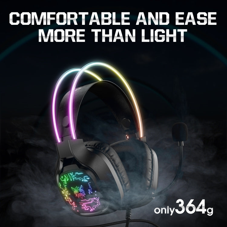 Casque de jeu filaire ONIKUMA X22 USB + 3,5 mm avec micro et lumière colorée, longueur de câble : 1,8 m (noir)