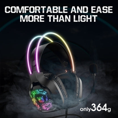 Casque de jeu filaire ONIKUMA X22 USB + 3,5 mm avec micro et lumière colorée, longueur de câble : 1,8 m (noir)