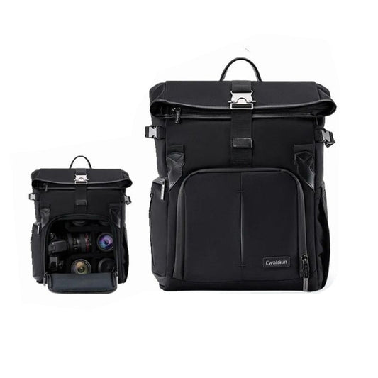 Cwatcun D95 Grand Sac à Dos Photo d'Épaule pour Ordinateur Portable et Appareil Photo, Dimensions : 27 x 37 x 16 cm (Noir Foncé)