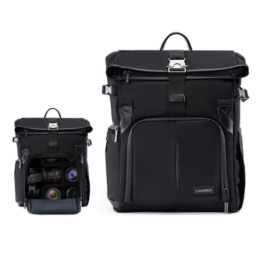 Sac à dos photo grande capacité Cwatcun D95, sacoche d'ordinateur portable et d'appareil photo, taille : 30,5 x 18 x 38 cm (noir foncé)