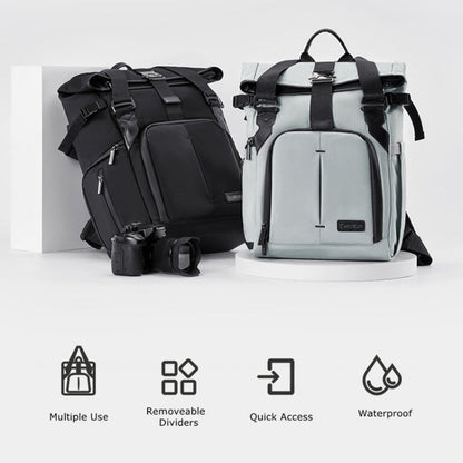 Cwatcun D95 Large Capacity Photography Backpack Shoulders Laptop Camera Bag, Size:27 x 37 x 16cm(Silver Grey)