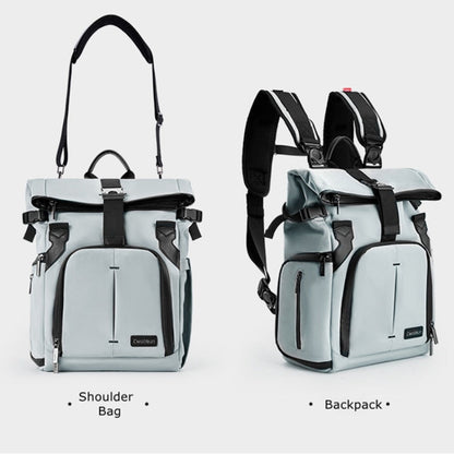Cwatcun D95 Large Capacity Photography Backpack Shoulders Laptop Camera Bag, Size:27 x 37 x 16cm(Silver Grey)