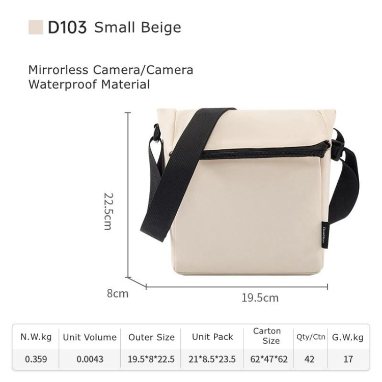 Sac photo bandoulière Cwatcun D103 pour objectif d'appareil photo, taille : 22,5 x 19,5 x 8 cm (beige)