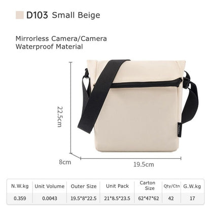 Sac photo bandoulière Cwatcun D103 pour objectif d'appareil photo, taille : 22,5 x 19,5 x 8 cm (beige)