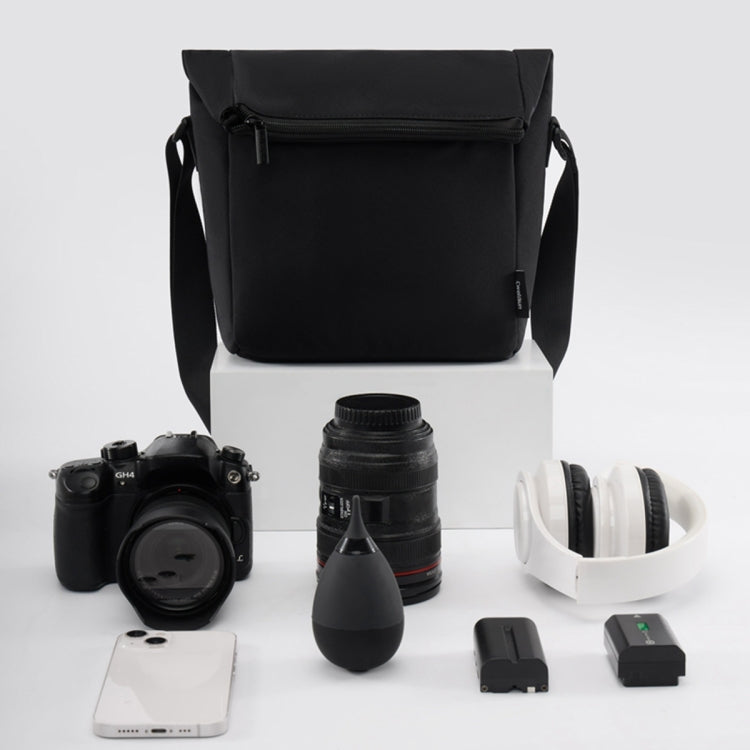 Cwatcun D103 Crossbody Camera Bag Photography Lens Shoulder Bag, Size:22.5 x 22.5 x 12.5cm(Beige)
