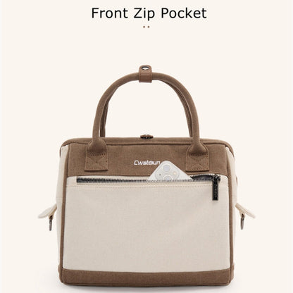Sacoche pour appareil photo en toile contrastée Cwatcun D112 Sac de transport bandoulière simple, Taille: 24,5 x 30 x 15,5 cm (Bleu)