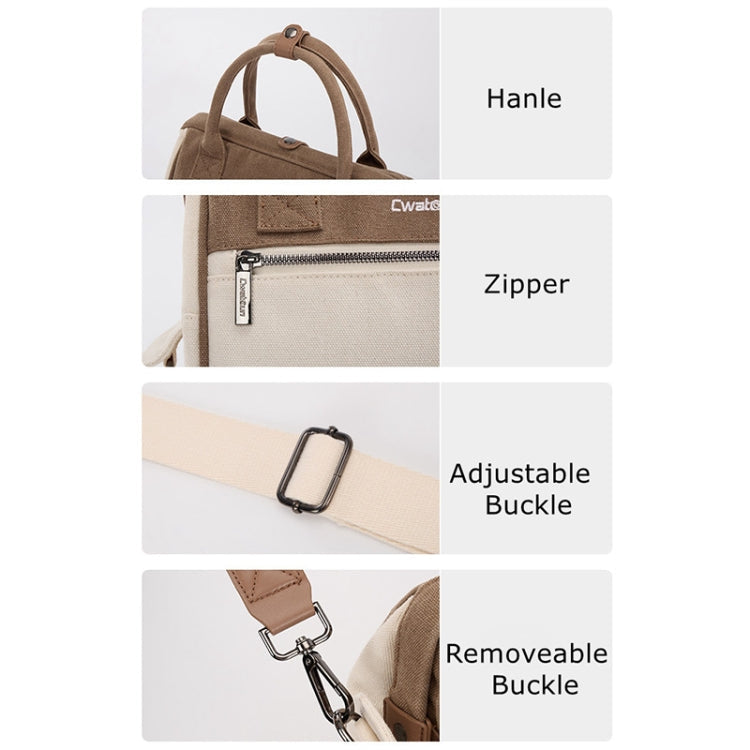 Sacoche pour appareil photo en toile contrastée Cwatcun D112 Sac de transport bandoulière simple, Taille: 24,5 x 30 x 15,5 cm (Bleu)