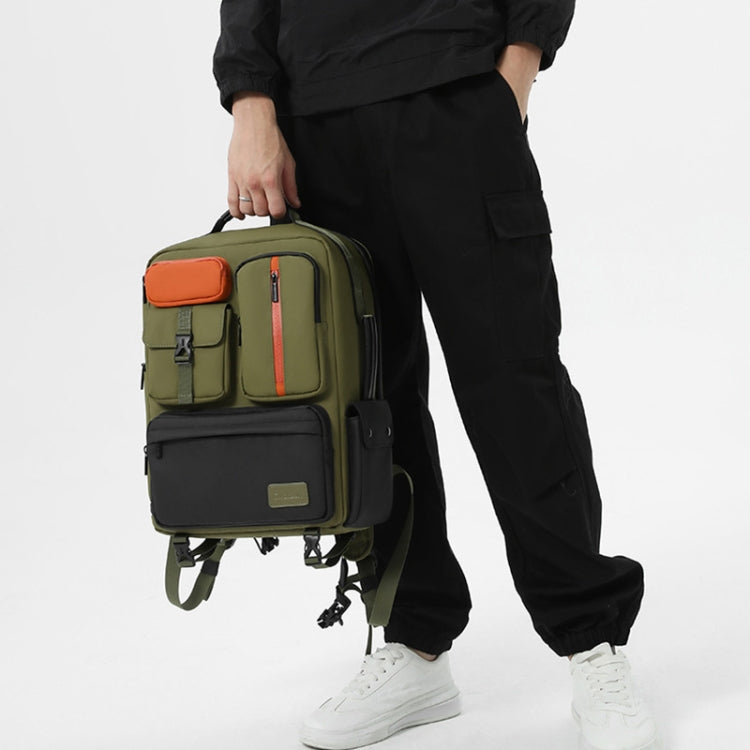 Cwatcun D117 Large Capacity Photography Backpack Shoulders Laptop Camera Bag, Size:42 x 31 x 13cm(Army Green)