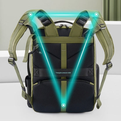 Cwatcun D117 Large Capacity Photography Backpack Shoulders Laptop Camera Bag, Size:42 x 31 x 13cm(Army Green)