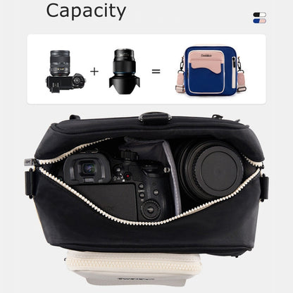 Cwatcun D118 Contrast Two Ways Backpack Cross-body Canera Bag, Size:21 x 21 x 14.5cm(Black)