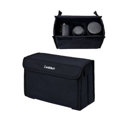 Cwatcun H80 Large Capacity Foldable Inner Camera Bag Photography Lens Bag, Size:30 x 19 x 15cm M(Black)