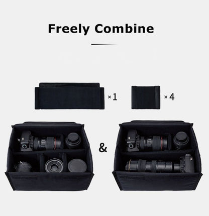 Cwatcun H80 Large Capacity Foldable Inner Camera Bag Photography Lens Bag, Size:34.5 x 19 x 26cm L(Black)