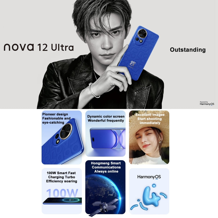 Huawei nova 12 Ultra, 12GB+512GB, Screen Fingerprint Identification, 6.76 inch HarmonyOS 4.0 Octa Core, Network: 4G, NFC, OTG, Not Support Google Play(Grey)
