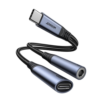 Câble adaptateur audio 2 en 1 USB-C/Type-C vers 3,5 mm + USB-C/Type-C JOYROOM SY-C02 (Noir)