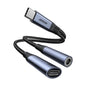 Câble adaptateur audio 2 en 1 USB-C/Type-C vers 3,5 mm + USB-C/Type-C JOYROOM SY-C02 (Noir)