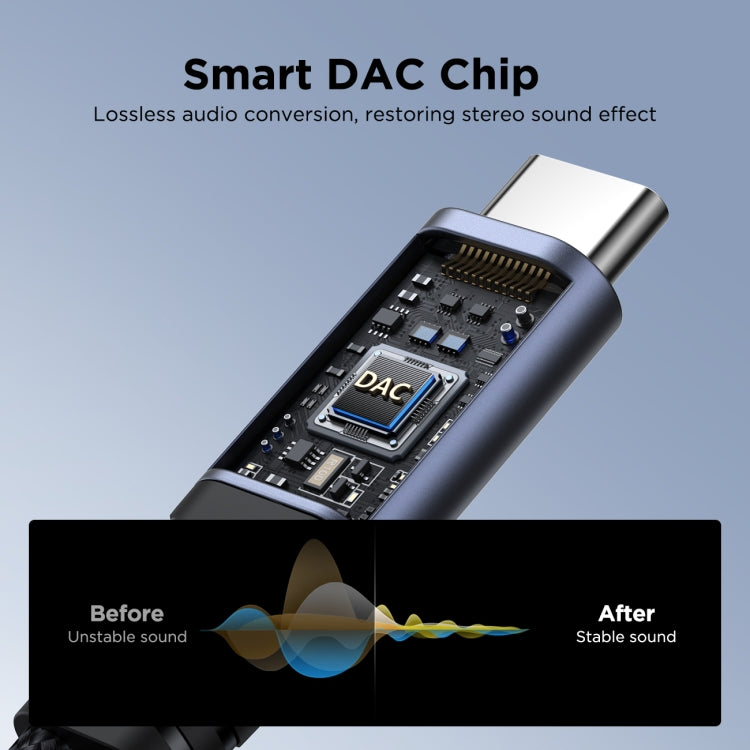 Câble adaptateur audio 2 en 1 USB-C/Type-C vers 3,5 mm + USB-C/Type-C JOYROOM SY-C02 (Noir)