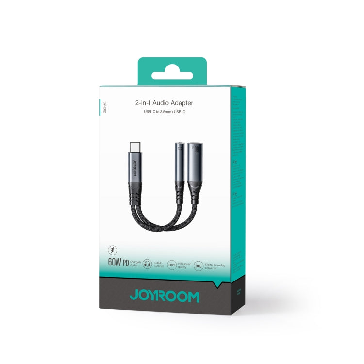 Câble adaptateur audio 2 en 1 USB-C/Type-C vers 3,5 mm + USB-C/Type-C JOYROOM SY-C02 (Noir)
