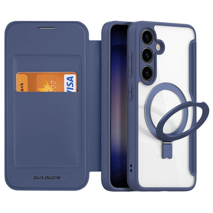 Pour Samsung Galaxy S24+ 5G DUX DUCIS Skin X Pro Series Magsafe Ring Holder Étui de Téléphone en Cuir (Bleu)