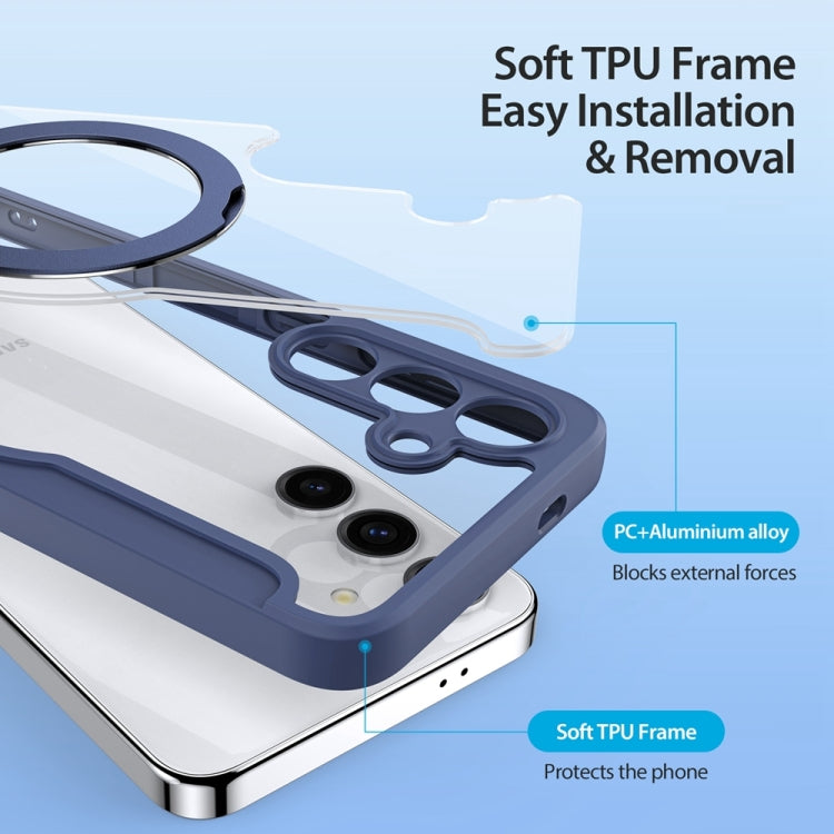 Pour Samsung Galaxy S24+ 5G DUX DUCIS Skin X Pro Series Magsafe Ring Holder Étui de Téléphone en Cuir (Bleu)
