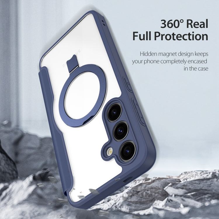 Pour Samsung Galaxy S24+ 5G DUX DUCIS Skin X Pro Series Magsafe Ring Holder Étui de Téléphone en Cuir (Bleu)