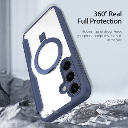 Pour Samsung Galaxy S24+ 5G DUX DUCIS Skin X Pro Series Magsafe Ring Holder Étui de Téléphone en Cuir (Bleu)