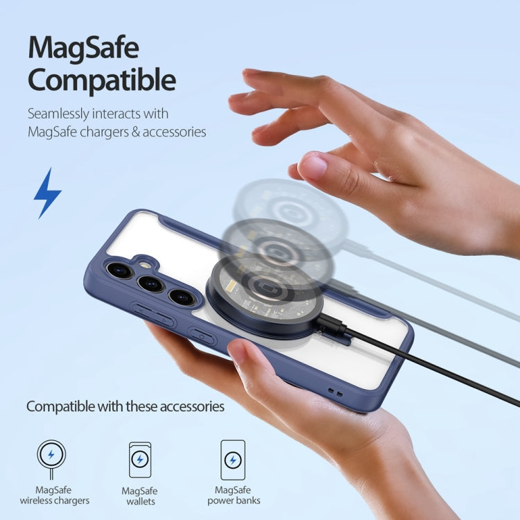 Pour Samsung Galaxy S24+ 5G DUX DUCIS Skin X Pro Series Magsafe Ring Holder Étui de Téléphone en Cuir (Bleu)